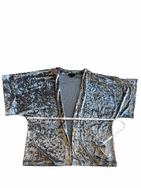 Steve Madden Silver Gray Crushed-Velvet Kimono